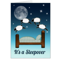 Bett, Himmel und Zählung der Schafe am NachtSleepo Grußkarte