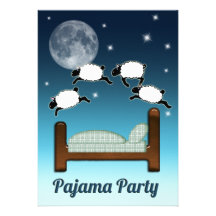 Bett, Himmel und Zählung der Schafe an Nacht-PJ-Pa Personalisierte Einladungskarten