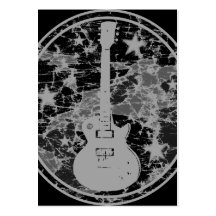 Beunruhigte Gitarre hat Miniatur-Silhouette dunkle Visitenkarten Vorlage