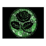 Beunruhigte Rosen-Silhouette-Miniatur - Grün Postkarte