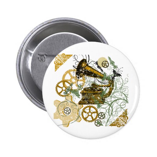 Beunruhigter Blick Steampunk Entwurf Anstecknadelbutton
