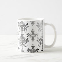 beunruhigter Schwarz-weißer verwickelter Damast Tasse