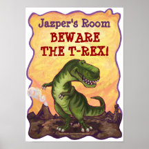 Beware the T-Rex Personalized Room Poster