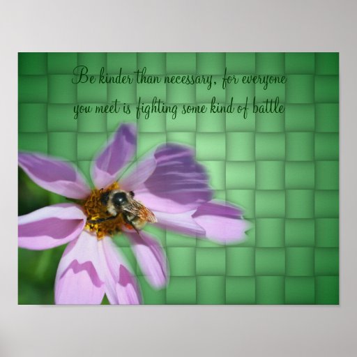 Biene auf Kosmos-Blumen-Güte-Inspirational Plakat