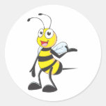 Bienen-Aufkleber: Biene, die mit der Hand oben sic
