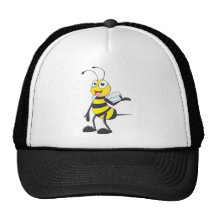 Bienen-Aufkleber: Biene, die mit der Hand oben sic Kultmütze