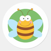 Bienen-Maskottchen-Cartoon-Charakter Runder Aufkleber