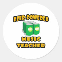 Bier-Betriebener Musik-Lehrer Runde Sticker