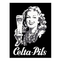 Bier-Logoanzeige der Retro Art 1940s-1950s belgisc Postkarte