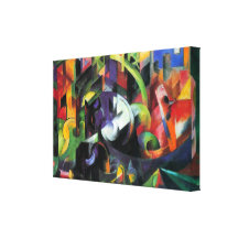Bild mit Vieh durch Franz Marc; Bild MIT Rinder Galerie Gefaltete Leinwand