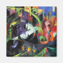 Bild mit Vieh durch Franz Marc; Bild MIT Rinder Kühlschrankmagnete