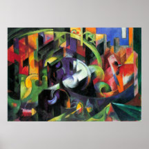Bild mit Vieh durch Franz Marc; Bild MIT Rinder Plakat