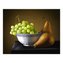 Birnen-und Trauben-Obstschale-Stillleben Photodruck