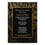 Black and Gold Damask Rehearsal Dinner Invitation