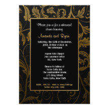 Black and Gold Damask Rehearsal Dinner Invitation
