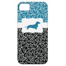 Black&Blue Wirbel w/Dachshund iPhone 5 Etuis