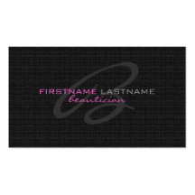 Black Linen Burlap Texture Beautician Card Business Card Template