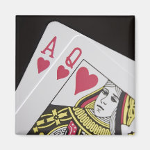 Blackjack-Hand - As und Königin (3) Magnete