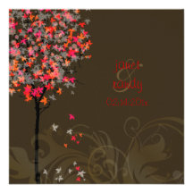 Blätter der Hochzeit im Herbst/des diy Hintergrund Individuelle Einladung