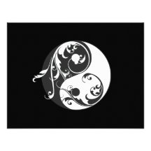 Blättern Yin Yang Symbol (Schwarzes) Einladungen