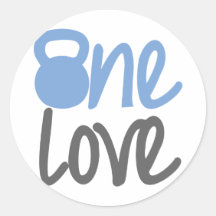 Blau "eine Liebe " Runde Aufkleber
