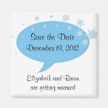Blau-Save the Date Schneeflocken, die Magneten Wed