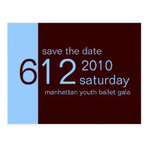 Blau u. Brown Save the Date Postkarte