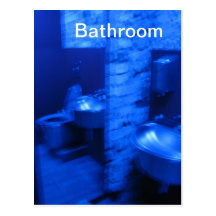 Blaue Badezimmerpostkarte