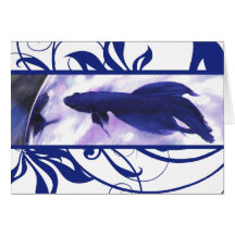 Blaue Betta Fische danken Ihnen zu kardieren Karten