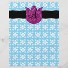 Blaue Blumenmonogramm-Diamanttulpe Flyerdesign