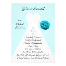 Blaue Brautmittagessen-Einladung -- Brautkleid