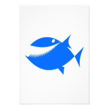 Blaue Cartoon-Fische Einladungen