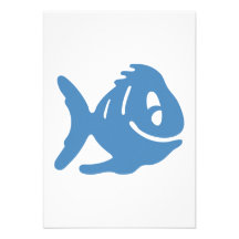 Blaue Cartoon-Fische Einladungskarten