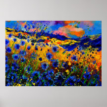 blaue Cornflowers 0746 Poster
