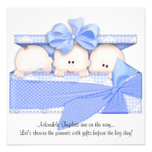 Blaue Dreiergruppe-Babyparty-Einladungs-Mitteilung