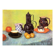 Blaue Email-Kaffeekanne Van Gogh, Töpferware, Fruc Einladungskarte
