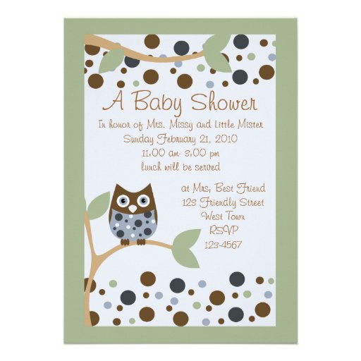 Blaue Eulen-Babyparty-Einladung