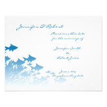 Blaue Fisch-und Korallen-Save the Date Karte Personalisierte Ankündigungen