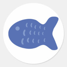blaue Fischikone Runder Aufkleber