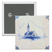 Blaue Fliese klassischer Antiquarian-Delfts - Kirc Buttons