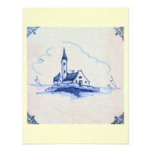 Blaue Fliese klassischer Antiquarian-Delfts - Kirc Einladung