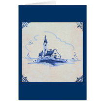 Blaue Fliese klassischer Antiquarian-Delfts - Kirc Karte