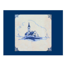 Blaue Fliese klassischer Antiquarian-Delfts - Kirc Postkarte