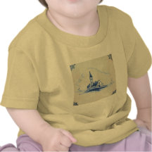 Blaue Fliese klassischer Antiquarian-Delfts - Kirc T-shirts