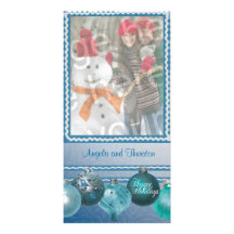 Blaue Flitter-Foto-Feiertags-Karte Photokartenvorlage