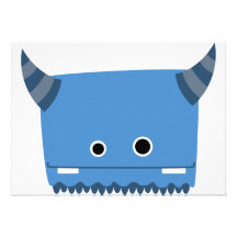 Blaue gehörnte Monster-Einladung