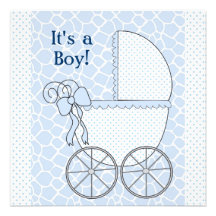Blaue Giraffen-Kinderwagen-Baby-Dusche Ankündigung