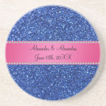 Blaue Glitter-Gastgeschenke Hochzeit Untersetzer