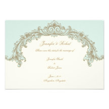 Blaue Goldcreme-Vintager Rahmen Save the Date Ankündigungskarte