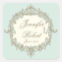 Blaue Goldcreme-Vintager Rahmen-Umschlag Aufkleber